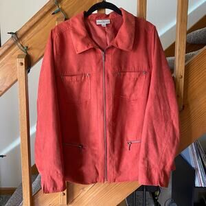 Studio Works coral faux suede full zip jacket